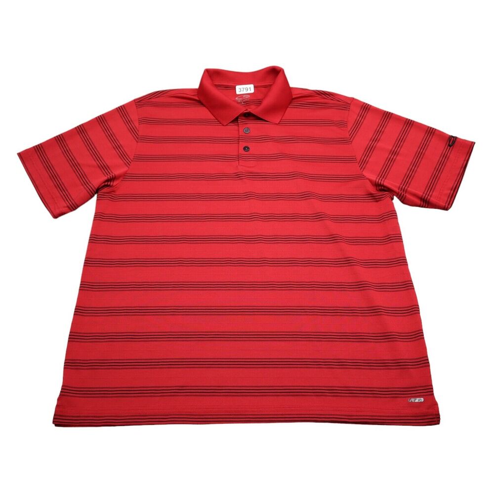Champion Shirt Men Large Red Black Striped Polo Golf Lightweight Stretch Outdoor